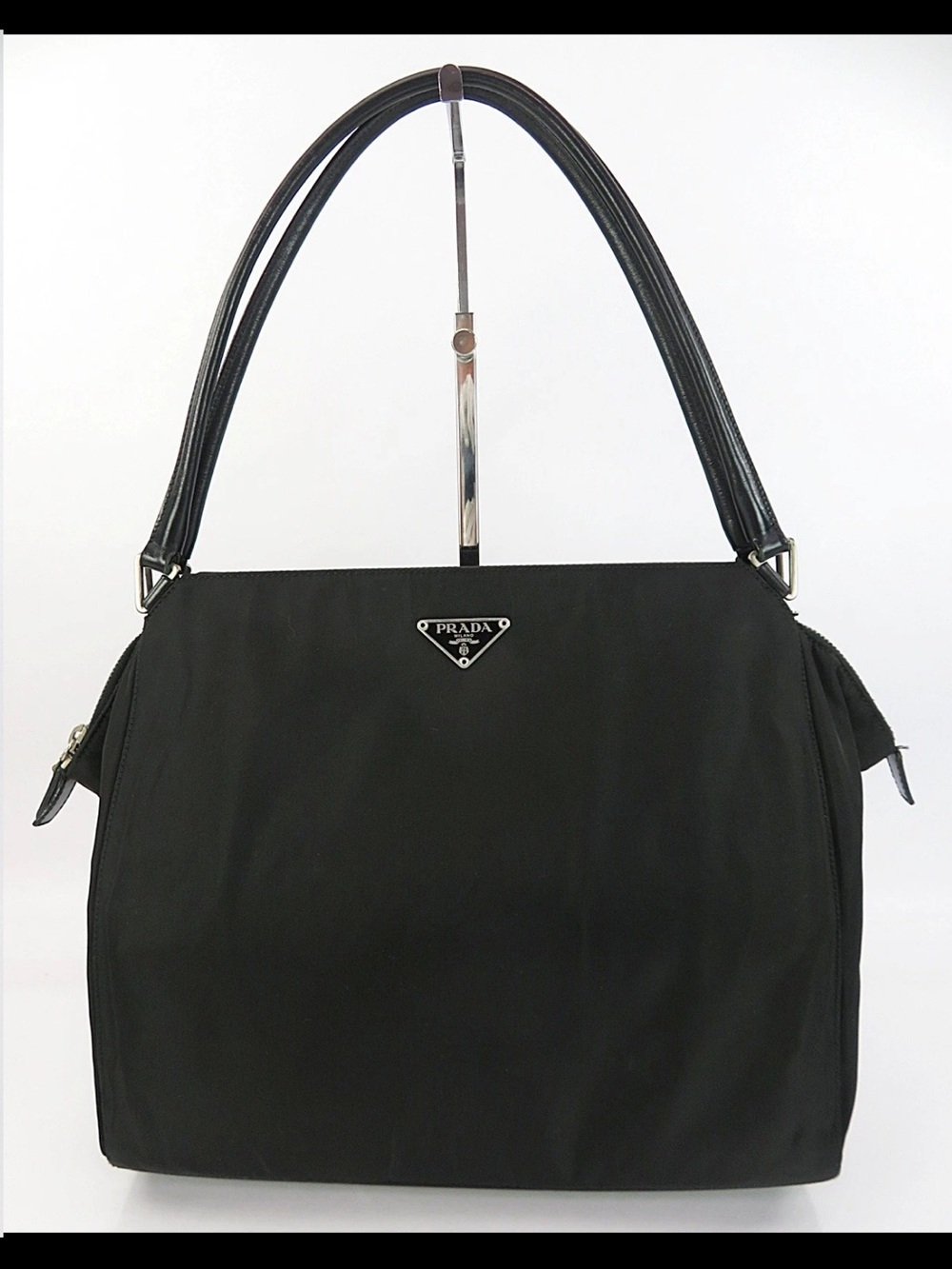 Prada Black Nylon Double-Handle Shoulder Tote